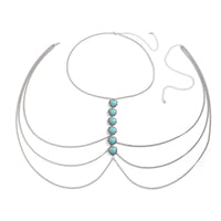 Thumbnail for Boho Layered Turquoise Heart Crossover Bikini Body Chain Necklace - ArtGalleryZen