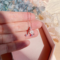 Thumbnail for Chic Crystal Opal Inlaid Floral Alphabet Monogram Letter Necklace - ArtGalleryZen