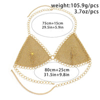 Thumbnail for Crystal Body Chain Bra with Rhinestone Inlay ? 18k Gold Silver Plated - ArtGalleryZen
