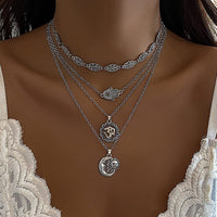 Thumbnail for Cuban Layered Special Pattern Sun Moon Hand Pendant Chain Necklace Set - ArtGalleryZen