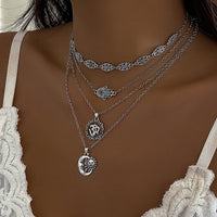 Thumbnail for Cuban Layered Special Pattern Sun Moon Hand Pendant Chain Necklace Set - ArtGalleryZen