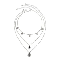 Thumbnail for Elegant Layered Round Disk Tassel Waterdrop Pendant Chain Necklace Set - ArtGalleryZen