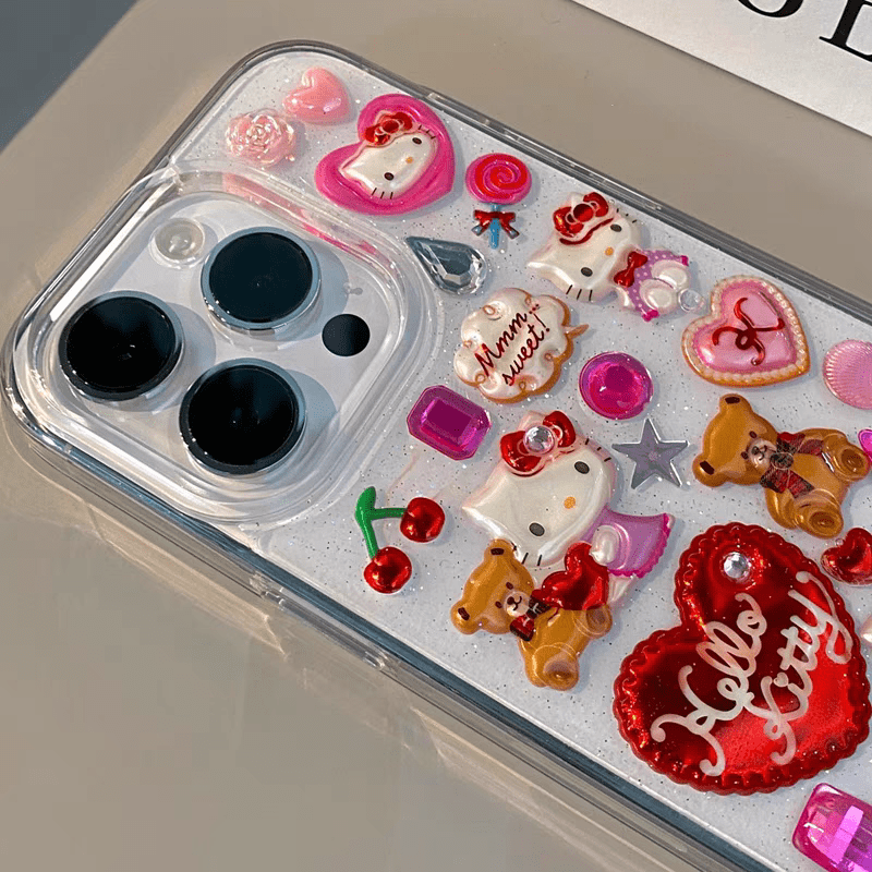 Kawaii Hello Kitty Sticker iPhone Case - ArtGalleryZen