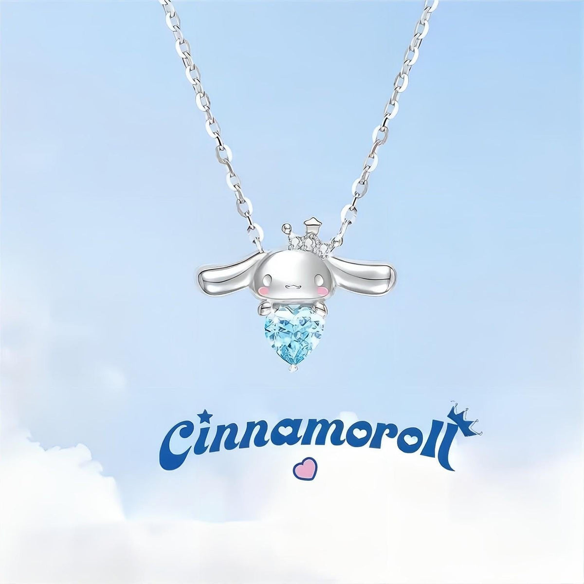 Kawaii Sanrio Cinnamoroll Crown Heart Necklace