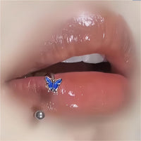 Thumbnail for Titanium Steel Colorful Enamel Butterfly Piercing Lip Ring - ArtGalleryZen