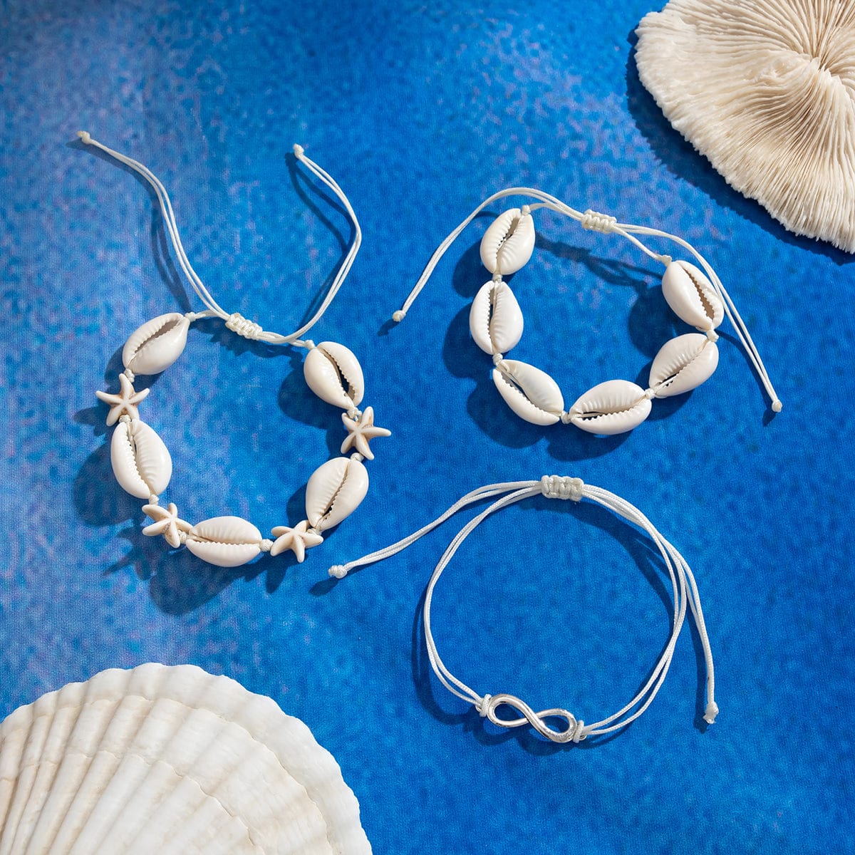 Trendy Layered Infinity Starfish Shell Bracelet Set - ArtGalleryZen