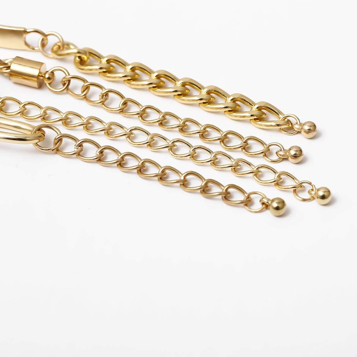 4 Pcs Gold Silver Tone Adjustable Curb Link Rope Chain Bangle Bracelet Set - ArtGalleryZen