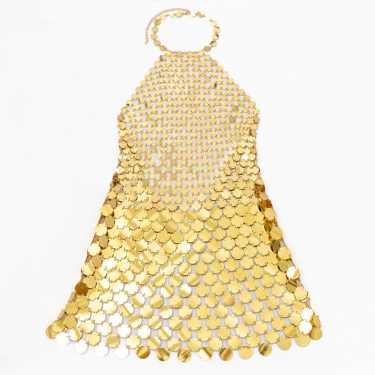 Handmade Gold Silver Tone Glitter Sequins Patchwork Rave Party Mini Dress - ArtGalleryZen