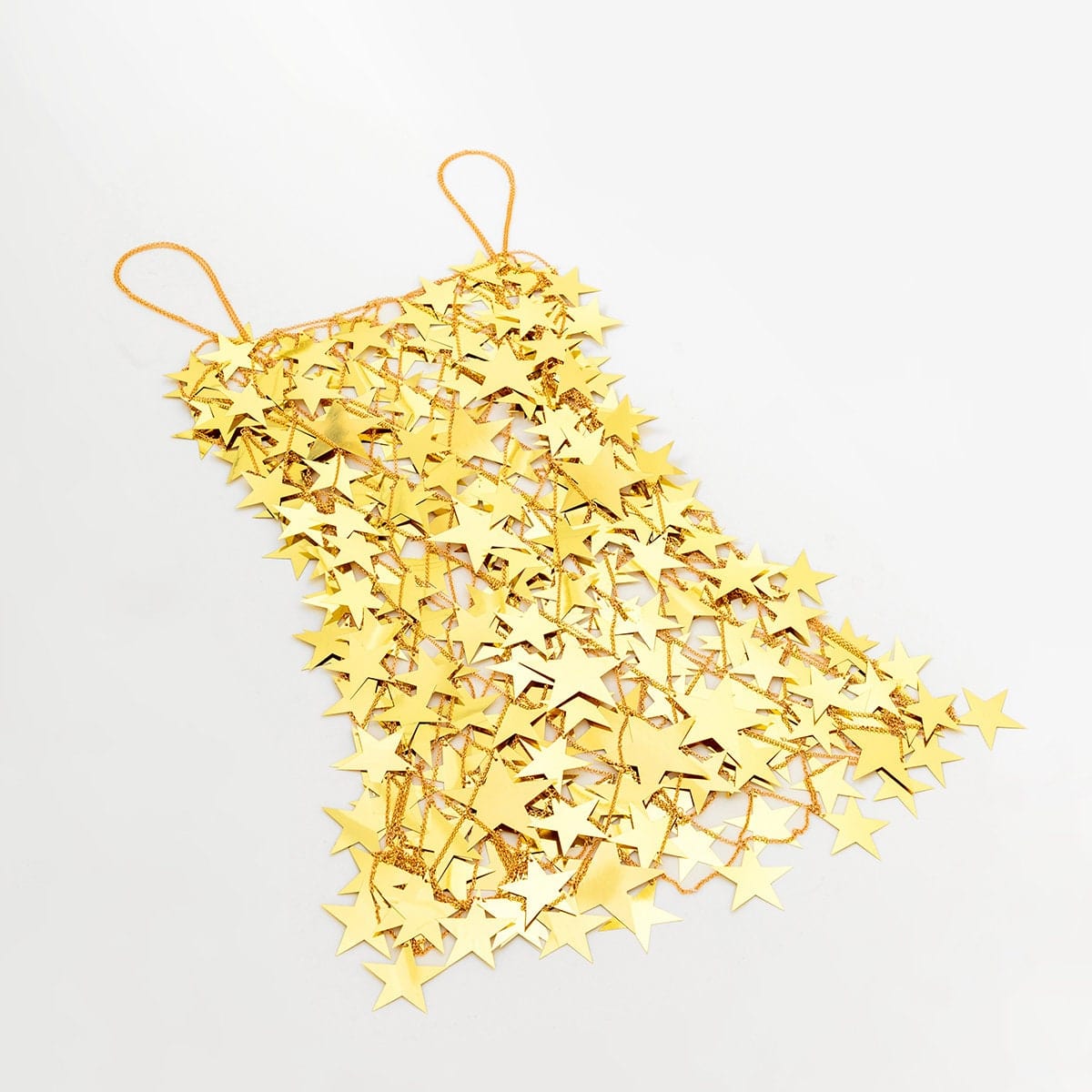 Handmade Gold Silver Tone Glitter Star Sequins Patchwork Mini Dress - ArtGalleryZen