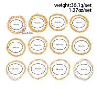 Thumbnail for 12 Pcs Minimalist Gold Silver Tone Pearl Beaded Chain Bracelet Set - ArtGalleryZen