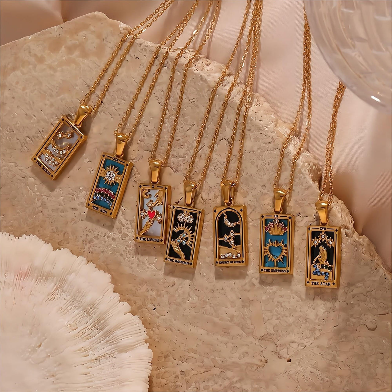 Tarot Gifts • Moon Tarot Card Necklace Gold • Tarot Pendant • – LB Diamond  Store