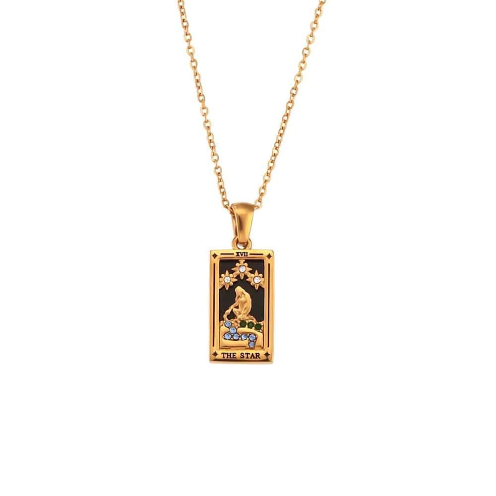 18K Gold Plated Stainless Steel Tarot Card Necklace - ArtGalleryZen