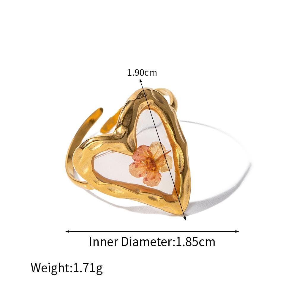18K Gold Real Dried Flower Ring - ArtGalleryZen