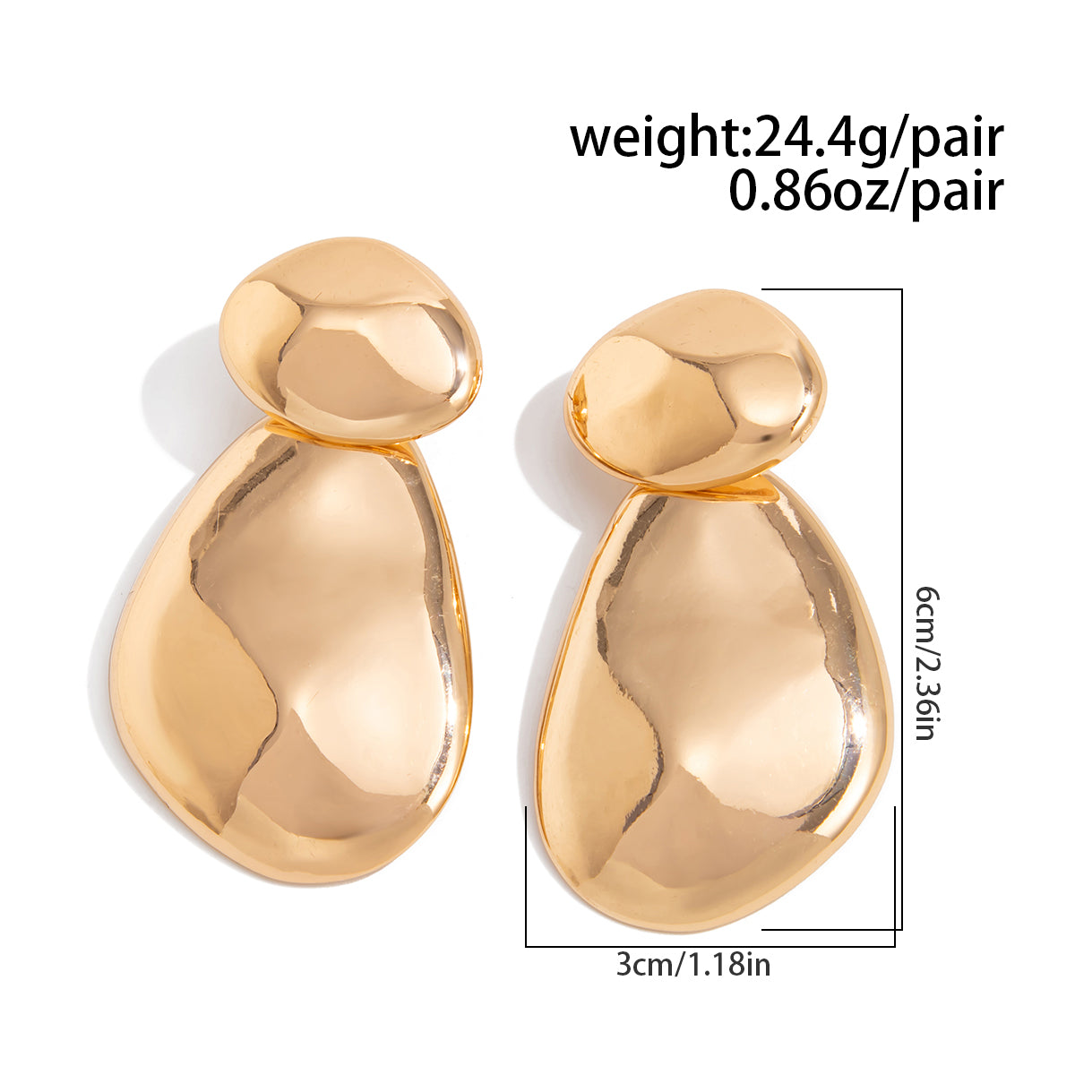 Abstract Glossy Duo Waterdrop Stud Earrings
