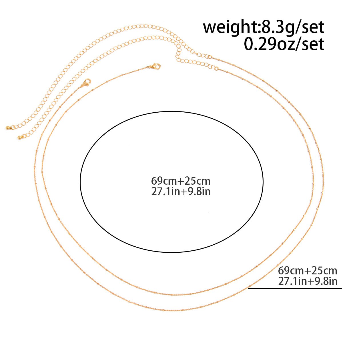 2 Pcs Minimalist Gold Silver Tone Saturn Waist Chain Set - ArtGalleryZen