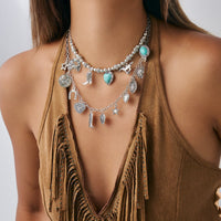 Thumbnail for 2 Pcs Turquoise Heart Boots Lucky Horseshoe Charm Necklace Set - ArtGalleryZen