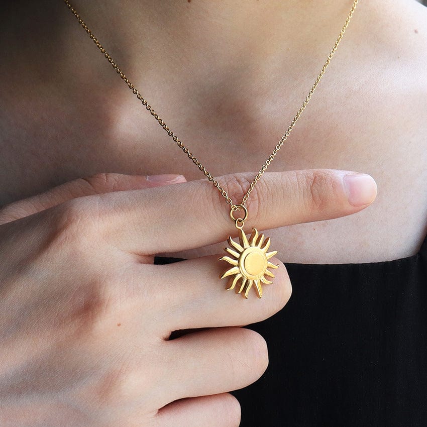 24K Gold Filled Stainless Steel Sun Necklace - ArtGalleryZen