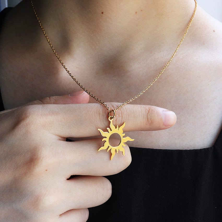 24K Gold Filled Stainless Steel Sun Necklace - ArtGalleryZen