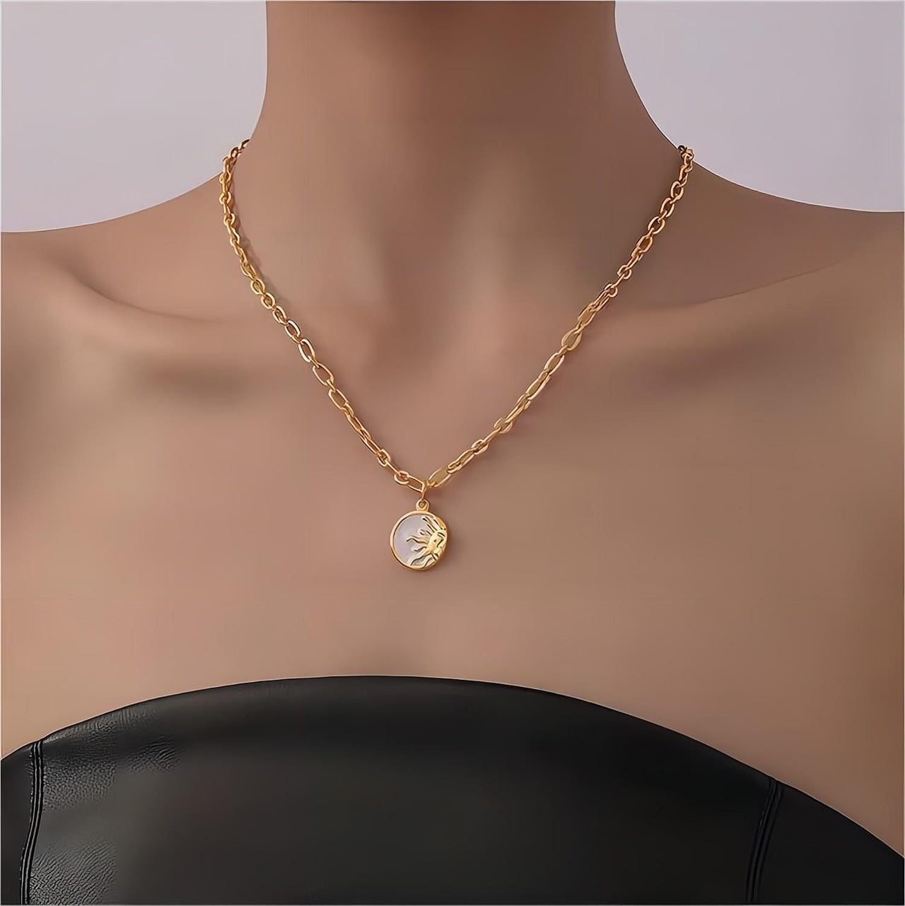 24K Gold Plated Sol And Lune Celestial Necklace - ArtGalleryZen