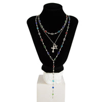 Thumbnail for 3 Pcs Elegant Cross Pendant Colorful Crystal Chain Y Necklace Set - ArtGalleryZen