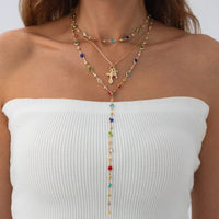 Thumbnail for 3 Pcs Elegant Cross Pendant Colorful Crystal Chain Y Necklace Set - ArtGalleryZen