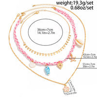 Thumbnail for 3 pcs Enamel Cherry Blossoms Starfish Conch Pendant Braided Necklace Set - ArtGalleryZen