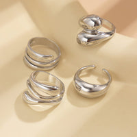 Thumbnail for 4 Pcs Chunky Abstract Waterdrop Ring Set - ArtGalleryZen