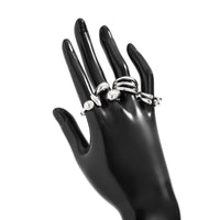 Thumbnail for 4 Pcs Gold Silver Tone Asymmetric Hollow Pattern Open Ring Set - ArtGalleryZen