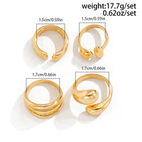 Thumbnail for 4 Pcs Gold Silver Tone Asymmetric Hollow Pattern Open Ring Set - ArtGalleryZen