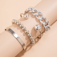 Thumbnail for 4 Pcs Silver Tone Stackable Bangle Bracelet Set - ArtGalleryZen
