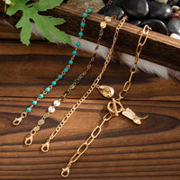 Thumbnail for 4 Pcs Toggle Clasp Cowboy Hat Boot Charm Turquoise Chain Bracelet Set - ArtGalleryZen