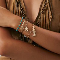 Thumbnail for 4 Pcs Toggle Clasp Cowboy Hat Boot Charm Turquoise Chain Bracelet Set - ArtGalleryZen