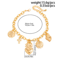 Thumbnail for Trendy Hollow Cross Flame Heart Charm Anklet