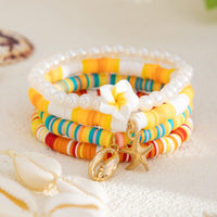 Thumbnail for 5 Pcs Boho Flower Starfish Conch Charm Polymer Clay Beaded Bracelet Set - ArtGalleryZen