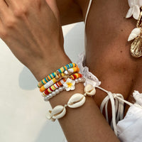 Thumbnail for 5 Pcs Boho Flower Starfish Conch Charm Polymer Clay Beaded Bracelet Set - ArtGalleryZen
