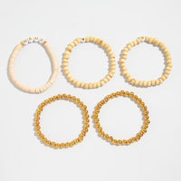 Thumbnail for 5 Pcs Heart Letter Polymer Clay Wood Beaded Mother's Day Bracelet Set - ArtGalleryZen