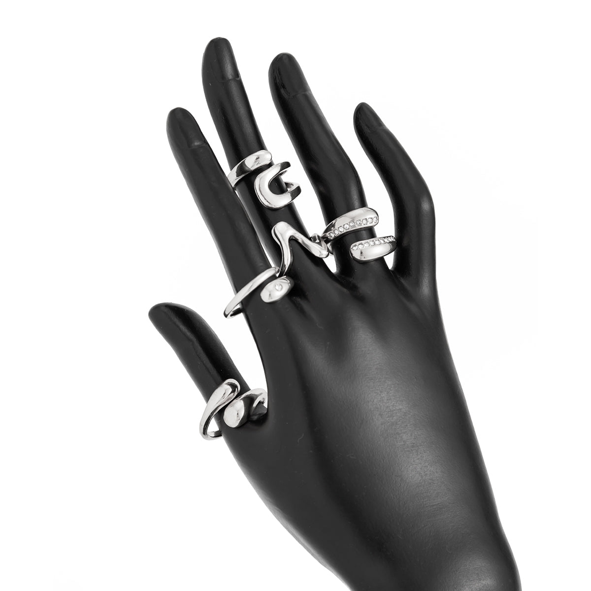 5 Pcs Rhinestone Inlaid Waterdrop Ring Set - ArtGalleryZen