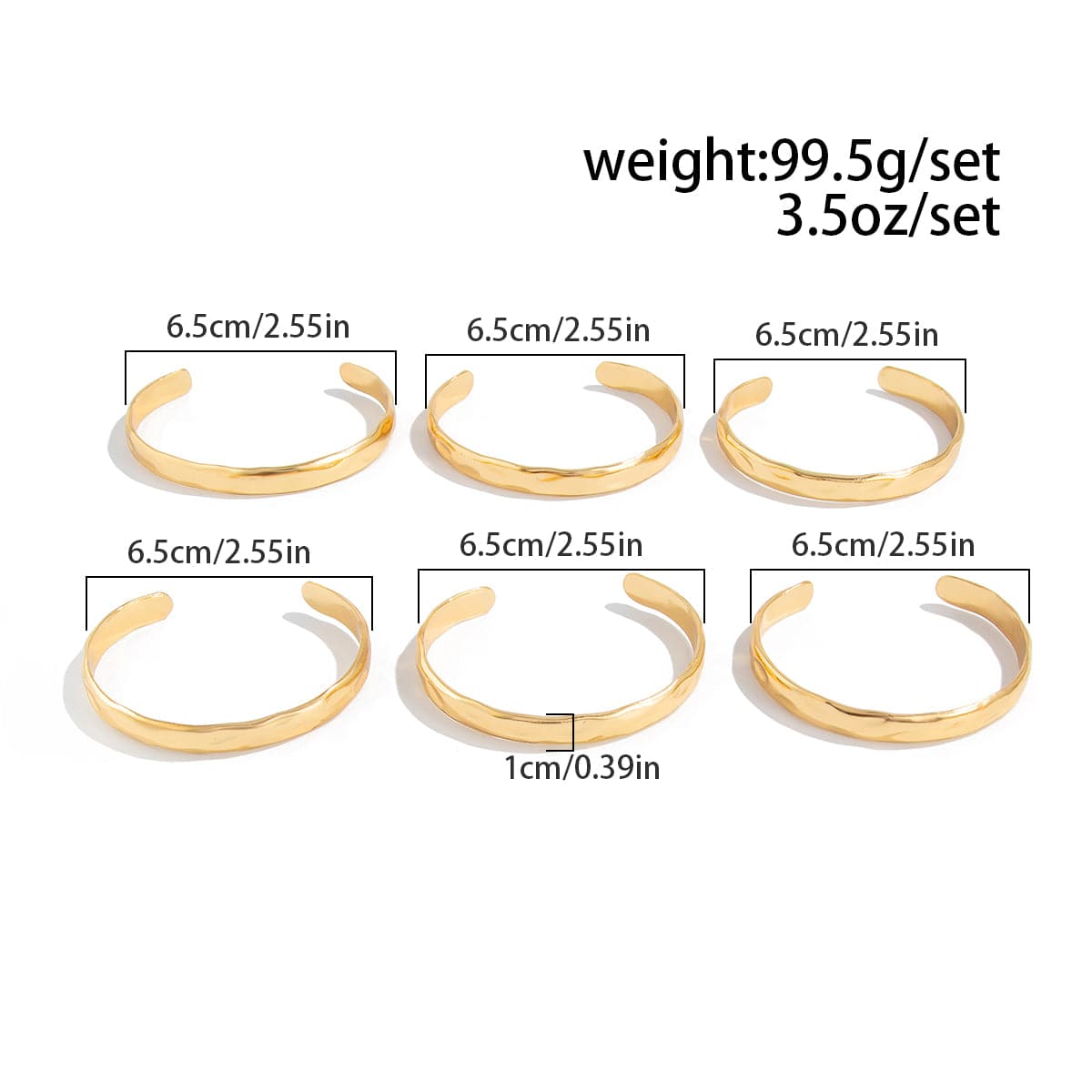 6 Pcs Classic Gold Silver Plated Glossy Bangle Bracelet Set - ArtGalleryZen