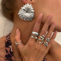 Thumbnail for 6 Pcs Classic Gold Silver Tone Waterdrop Open Ring Set - ArtGalleryZen