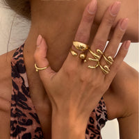 Thumbnail for 6 Pcs Classic Gold Silver Tone Waterdrop Open Ring Set - ArtGalleryZen