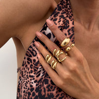 Thumbnail for 6 Pcs Classic Gold Silver Tone Waterdrop Open Ring Set - ArtGalleryZen