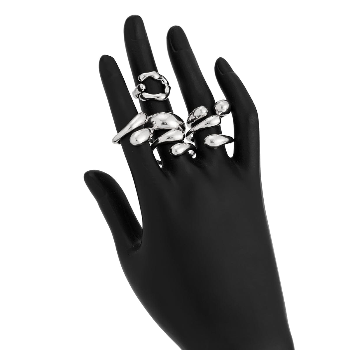 6 Pcs Classic Gold Silver Tone Waterdrop Open Ring Set - ArtGalleryZen