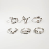 Thumbnail for 6 Pcs Minimalist Irregular Curved Ring Set - ArtGalleryZen