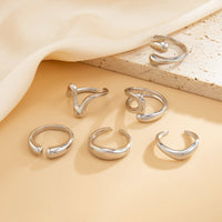 Thumbnail for 6 Pcs Minimalist Irregular Curved Ring Set - ArtGalleryZen
