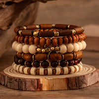 Thumbnail for 6 Pcs Vintage Wood Beaded Strench Bracelet Set - ArtGalleryZen