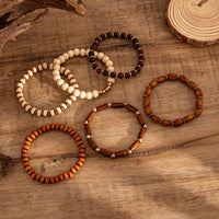 Thumbnail for 6 Pcs Vintage Wood Beaded Strench Bracelet Set - ArtGalleryZen
