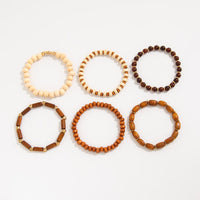 Thumbnail for 6 Pcs Vintage Wood Beaded Strench Bracelet Set - ArtGalleryZen