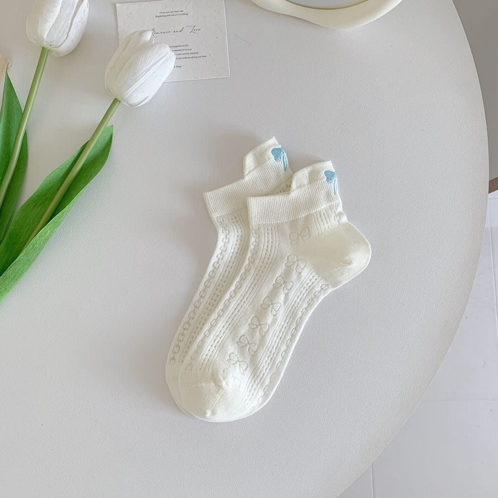 6 Pieces Solid Color Bow Socks - ArtGalleryZen