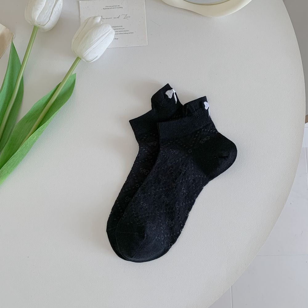 6 Pieces Solid Color Bow Socks - ArtGalleryZen