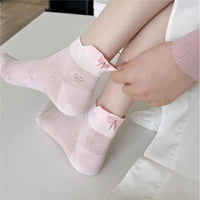Thumbnail for 6 Pieces Solid Color Bow Socks - ArtGalleryZen